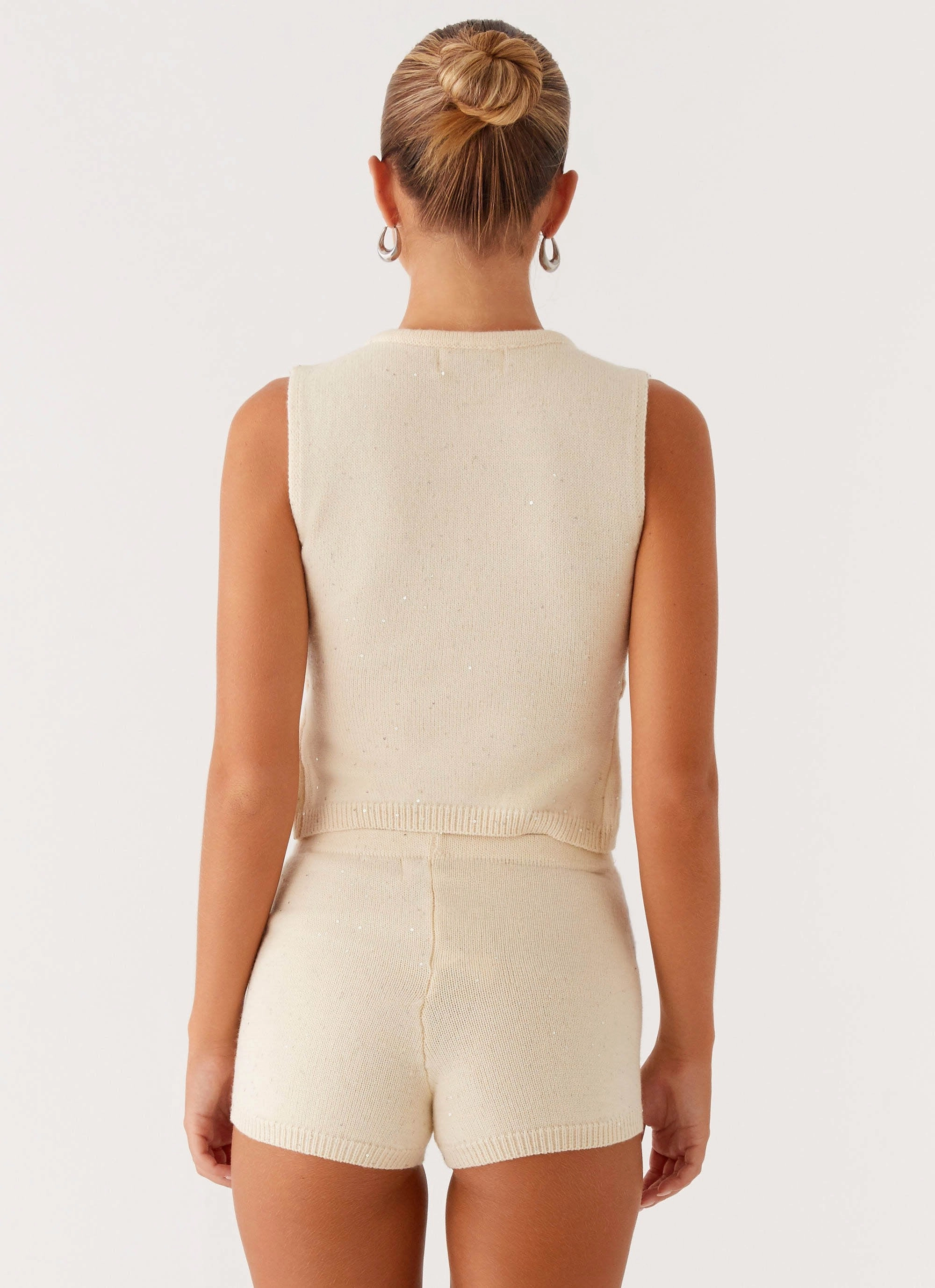 Ownley Sequin Knit Shorts - Ivory Smart Stretch Relax Mode
