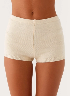 Easy Access Ownley Sequin Knit Shorts - Ivory