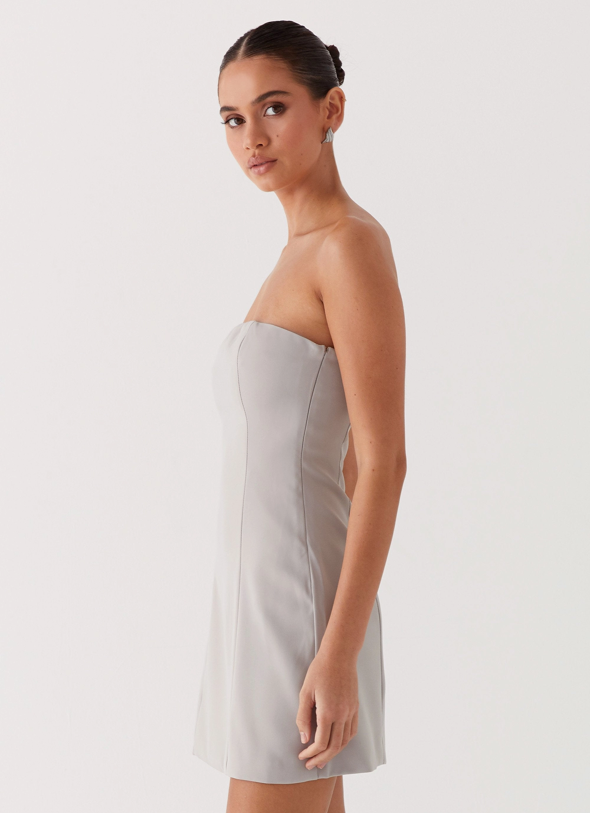 Ayanna Strapless Mini Dress - Grey Relax Piece Dew Glow
