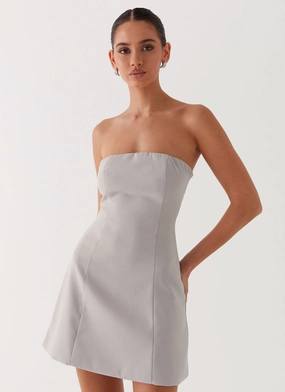 Ayanna Strapless Mini Dress - Grey Day Ready Look Sculpted Detail