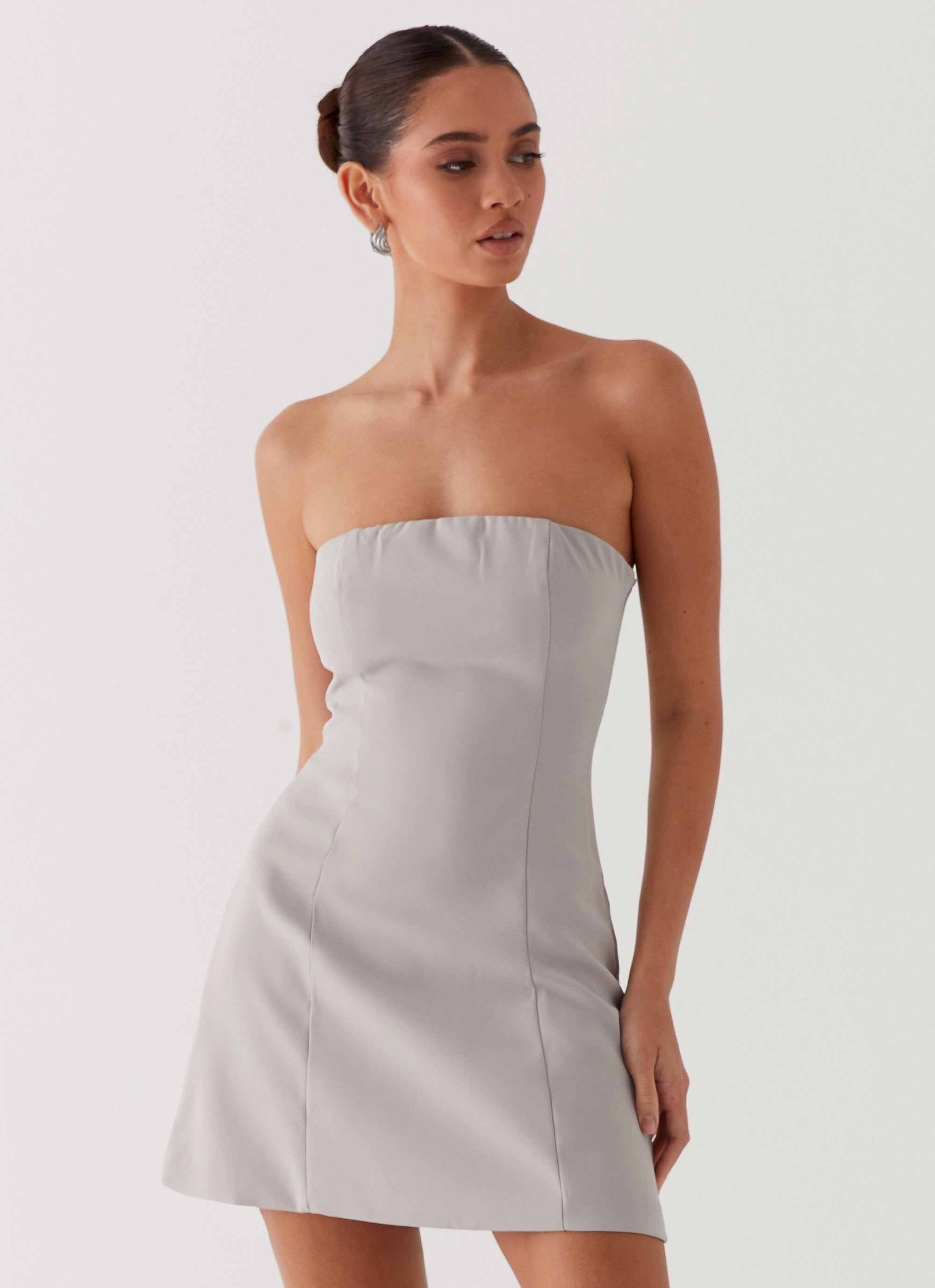 Ayanna Strapless Mini Dress - Grey Versatile Style Wear