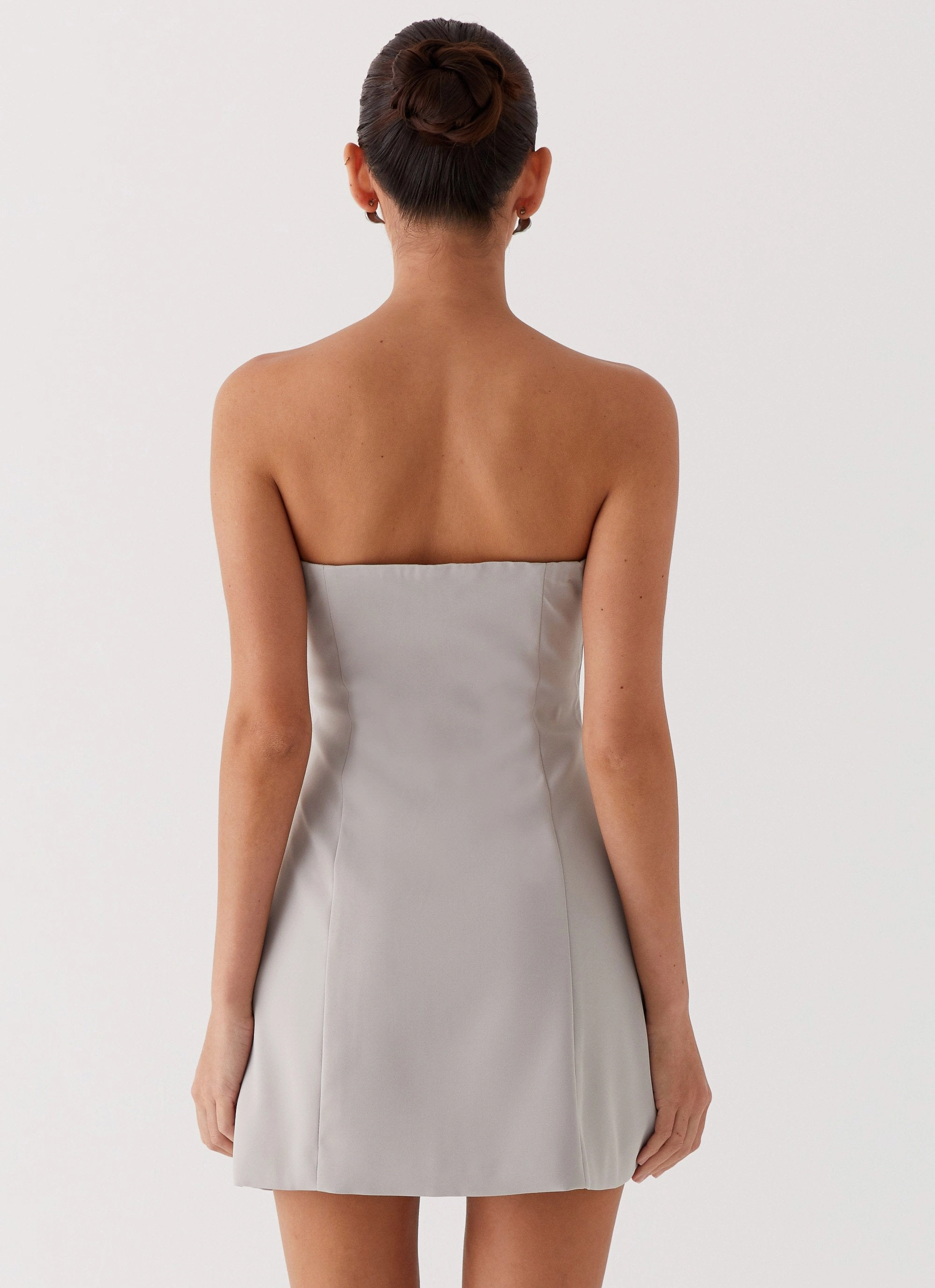 Adjustable-Length Ayanna Strapless Mini Dress - Grey