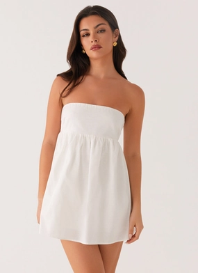 Dylan Babydoll Mini Dress - White Beauty Zone