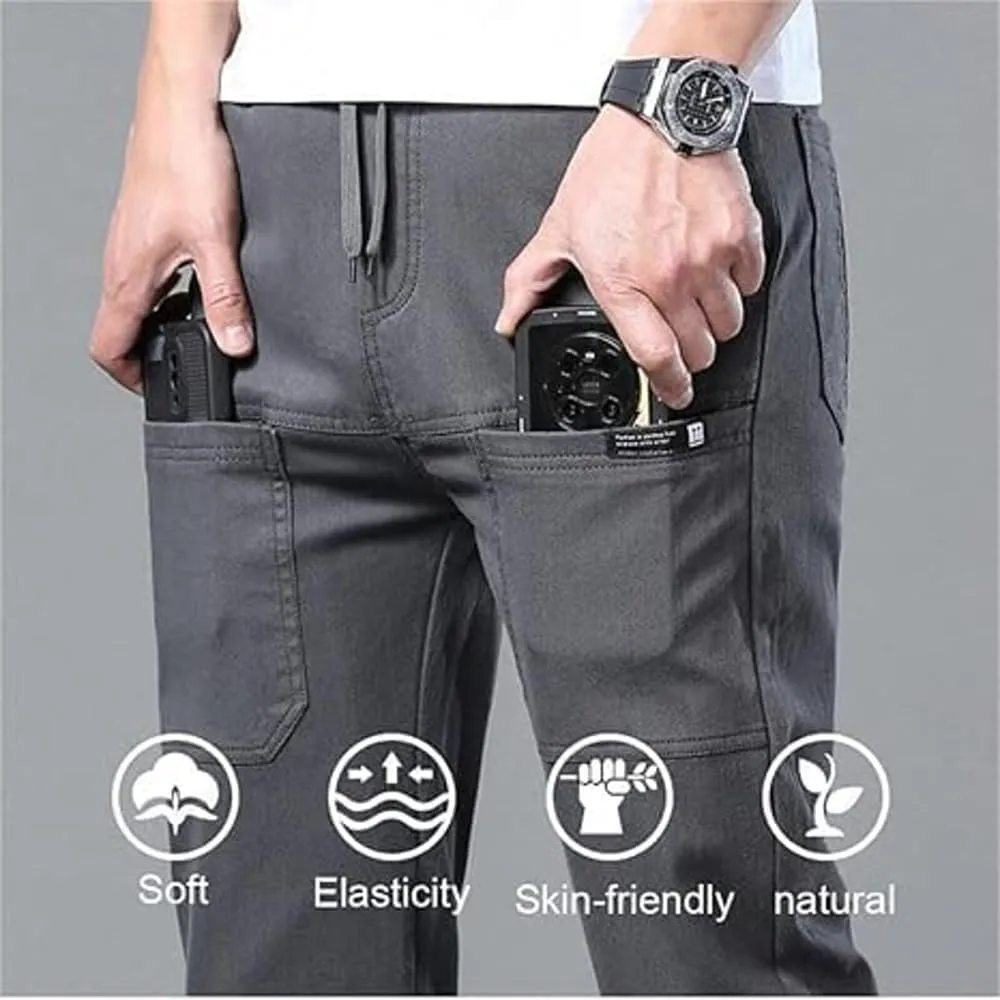 Acegents Men's High Stretch Multi-Pocket Durable Cargo Pants - Blue, Size S