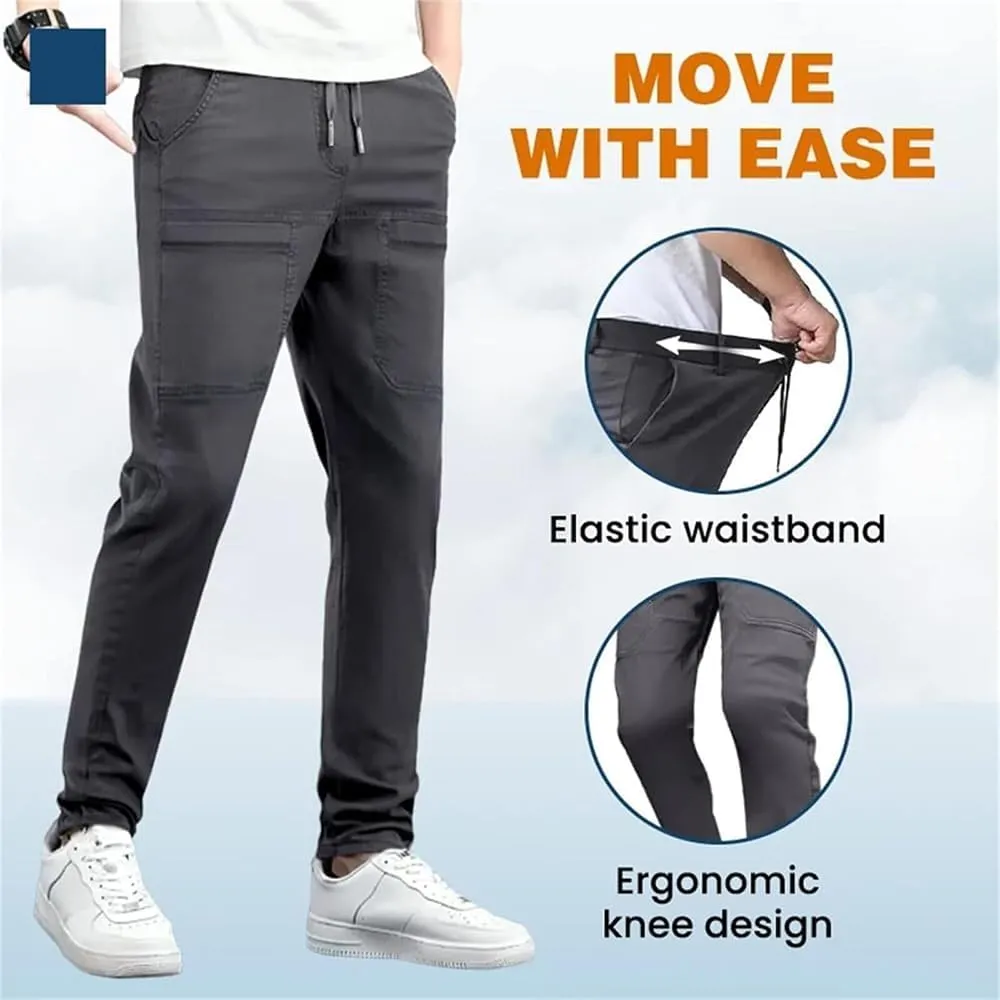 Acegents Men's High Stretch Multi-Pocket Durable Cargo Pants - Blue, Size S