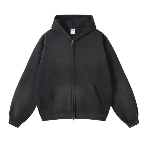 Acid Wash Zip Up Hoodie