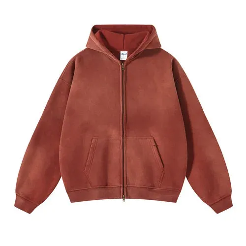 Acid Wash Zip Up Hoodie