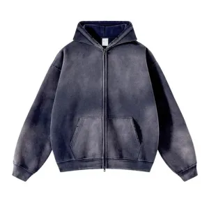 Acid Wash Zip Up Hoodie