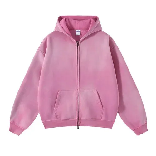 Acid Wash Zip Up Hoodie