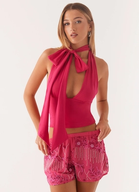 Perfect Pair Machine washable Mercer Sequin Mini Shorts - Fuchsia