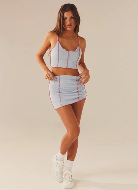 Sweat Resistant Adaptable Design Sweet Lovin Knit Mini Skirt - Baby Blue