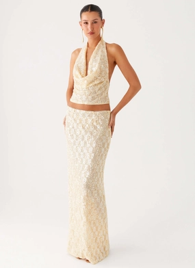Bling It On Maxi Skirt - Ivory Versatile Fashion Flex Movement