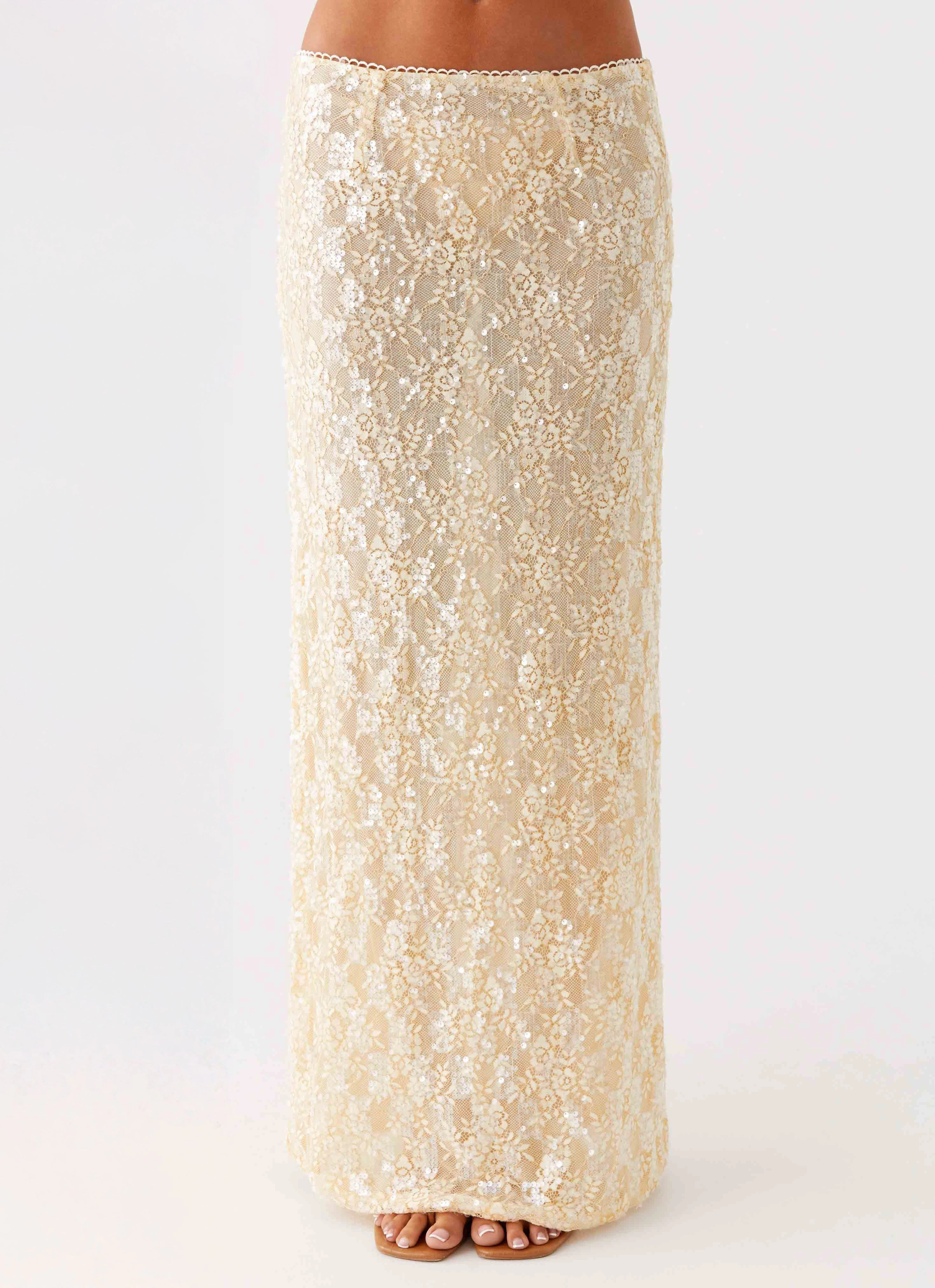 Fashionable Appeal Bling It On Maxi Skirt - Ivory