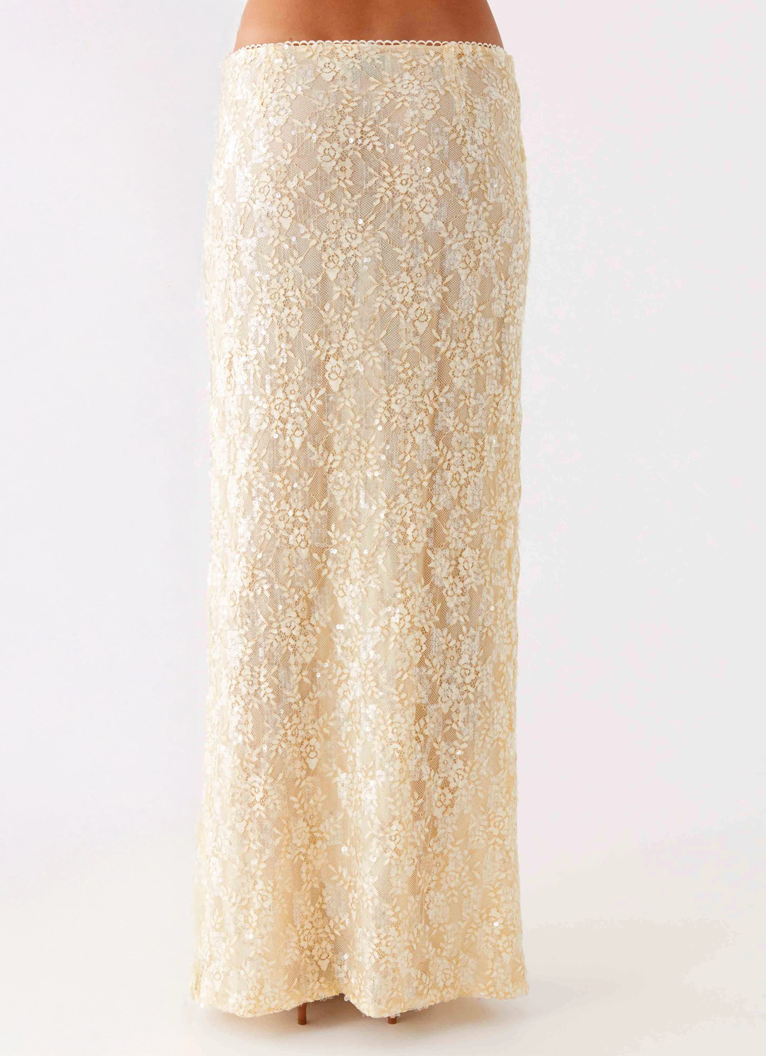 Bling It On Maxi Skirt - Ivory Tailored Fit