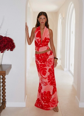 Soulful Low Rise Maxi Skirt - Sicily Sunsets Print AntiSnagZippers