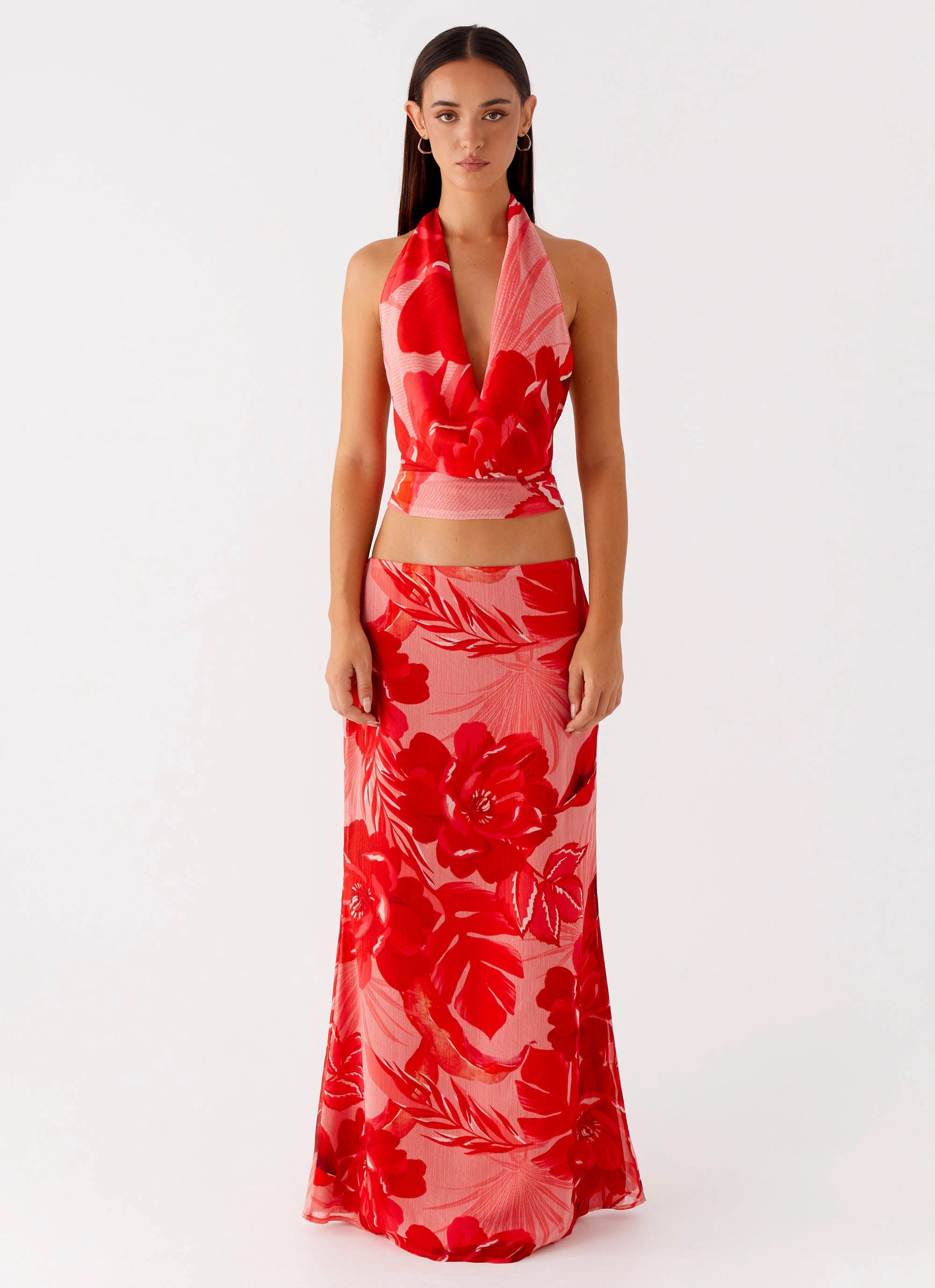 Soulful Low Rise Maxi Skirt - Sicily Sunsets Print Relaxed fit wear