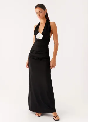 Versatile Comfort Wear slim cut Adalie Halter Neck Midi Dress - Black