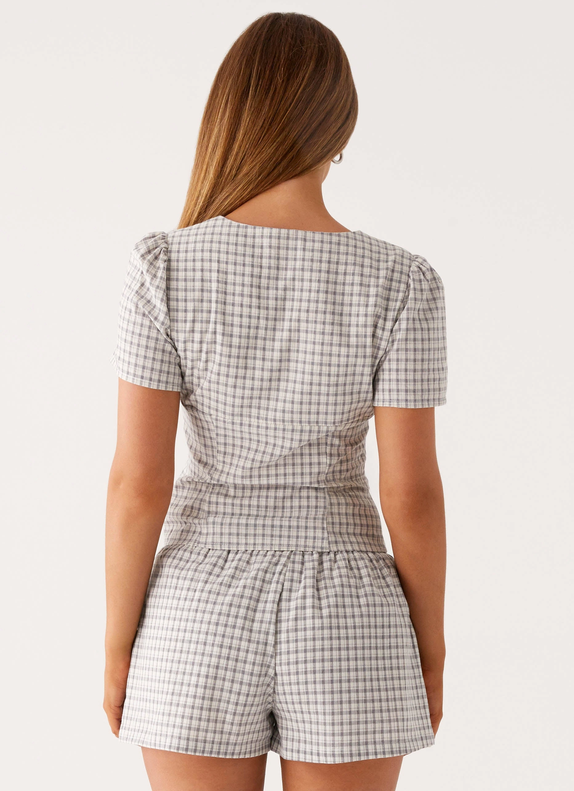 NeutralPalette Adalina Button Up Top - Grey Check