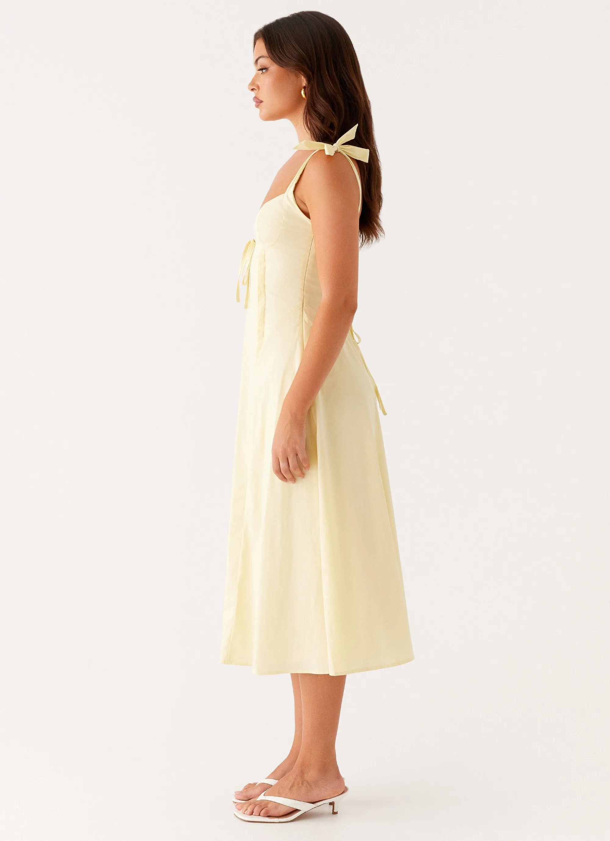 Abrasion-resistant Classic sheath dress Adela Midi Dress - Yellow