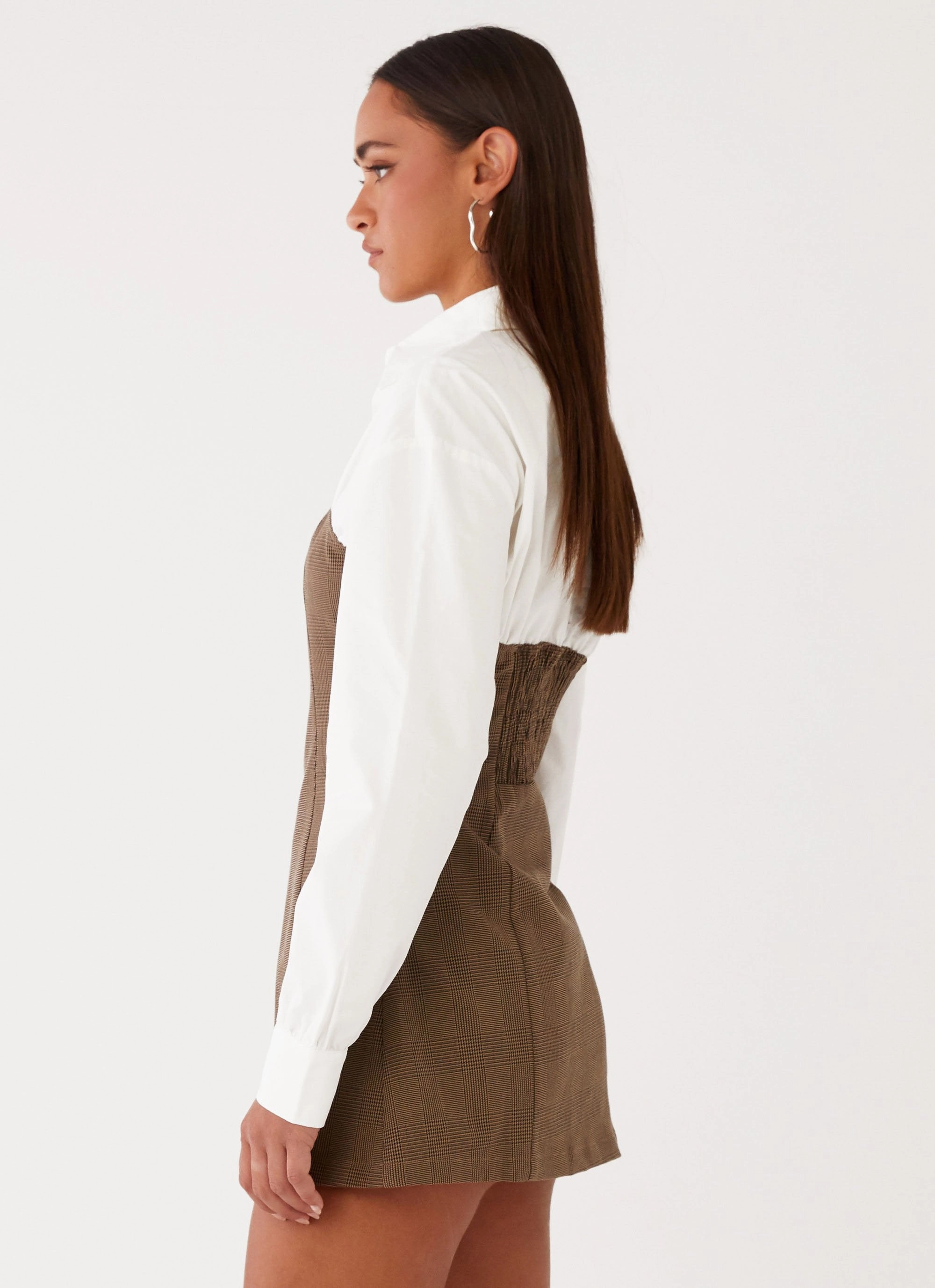 Natural Style Natural Wrap Adelaide Shirt Mini Dress - Brown