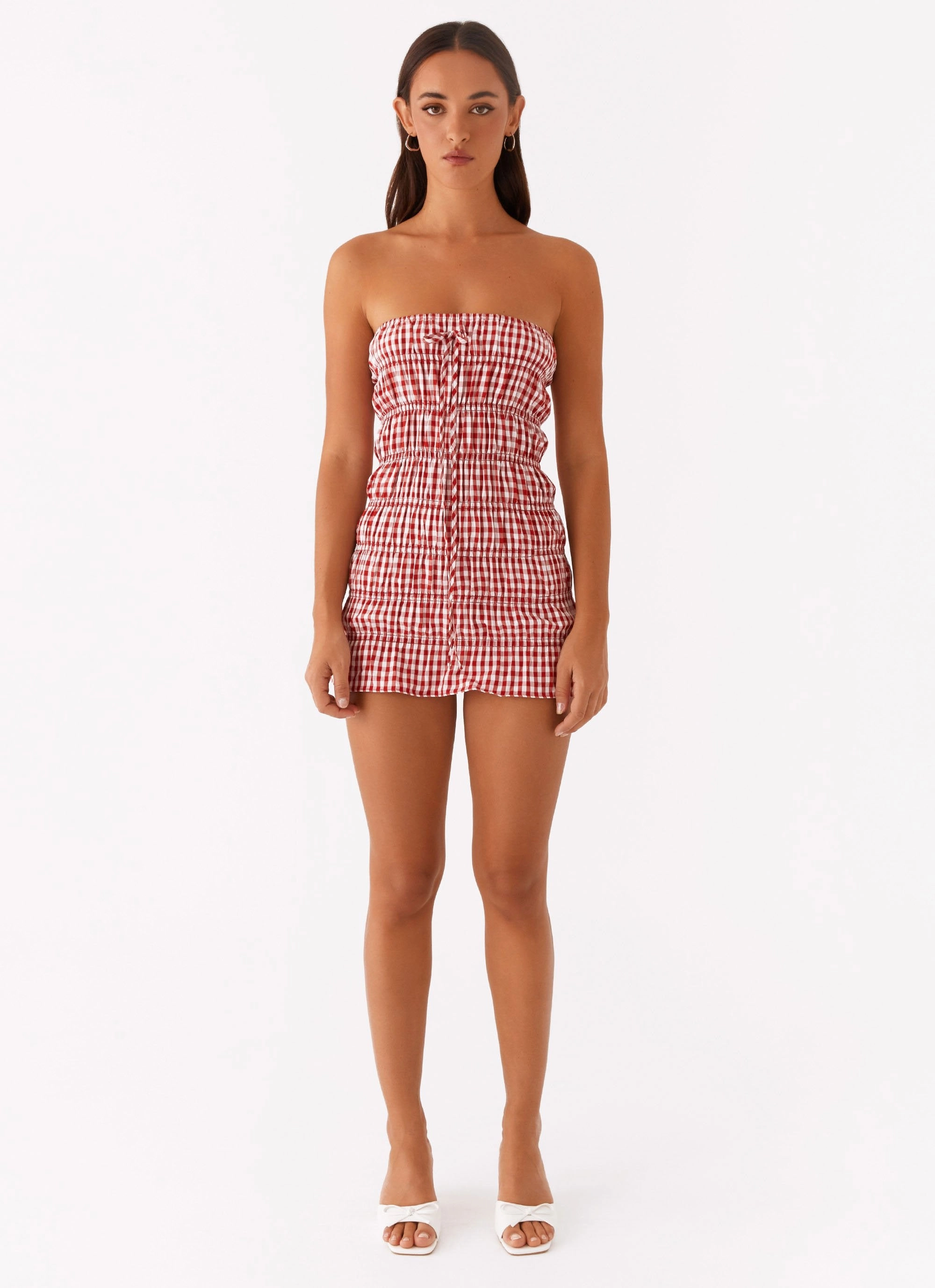 Evening Classic Adele Mini Dress - Red Gingham