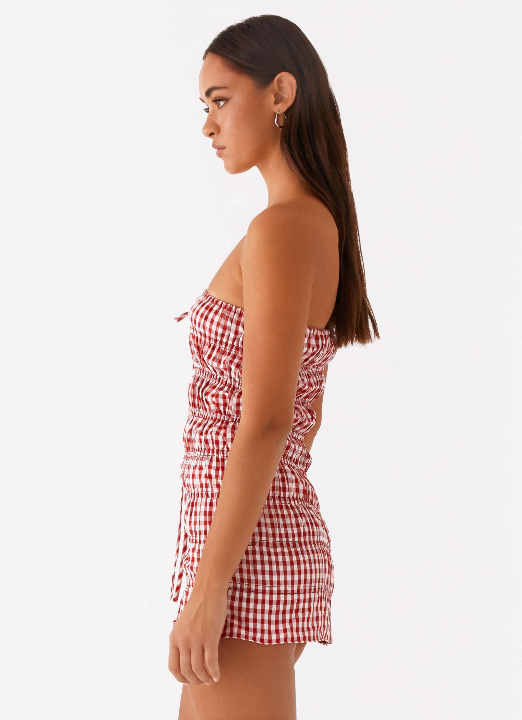 Adele Mini Dress - Red Gingham Smart Fit Light And Airy