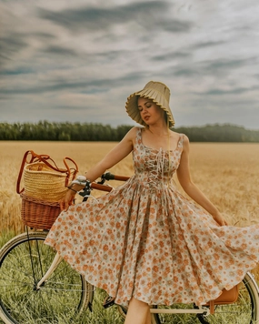 Adelia 17 | lace up daisy linen dress Relax Fit Design