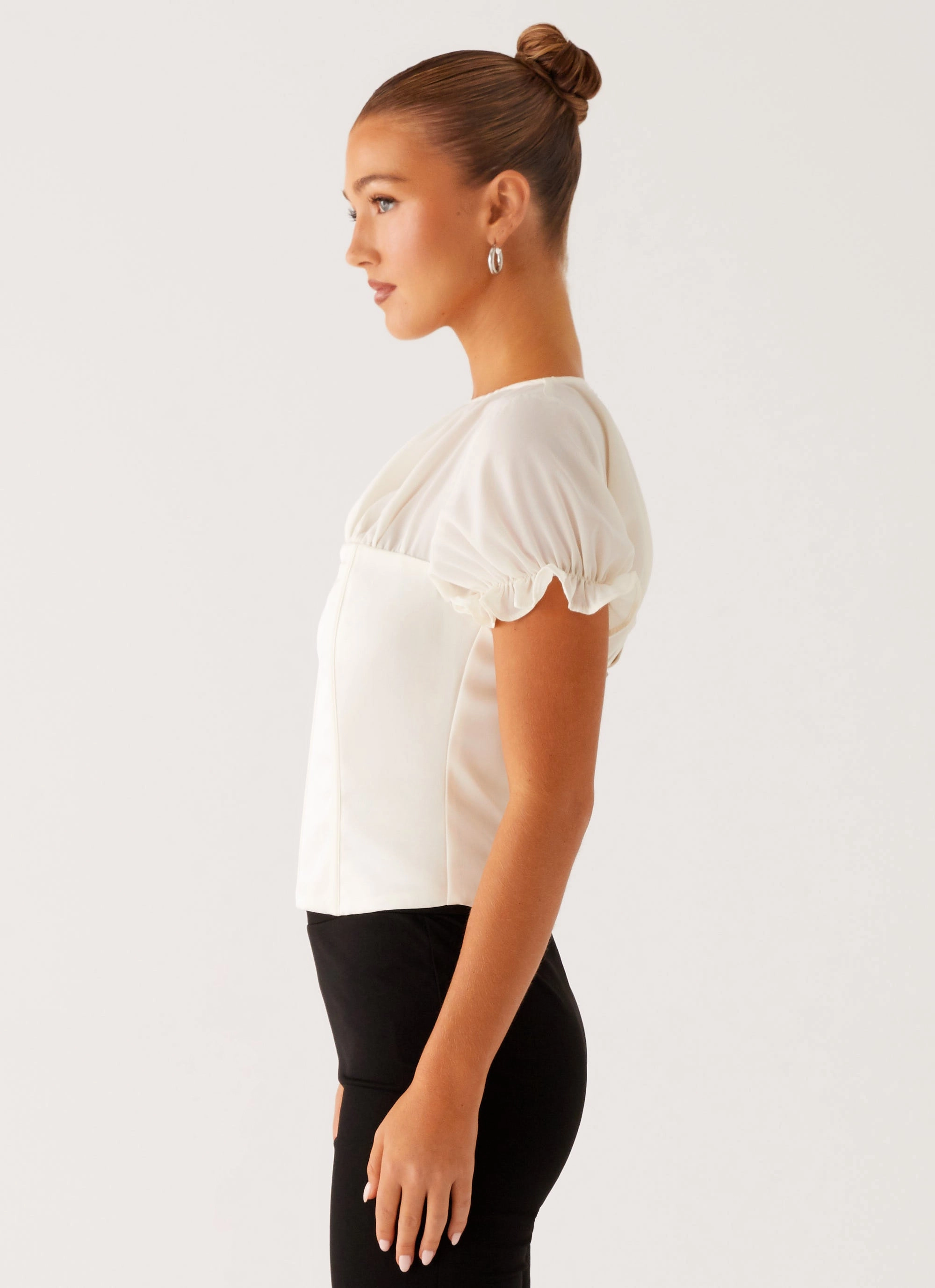 Avalee Top - Ivory Stretch Fit Ventilated Panel Design