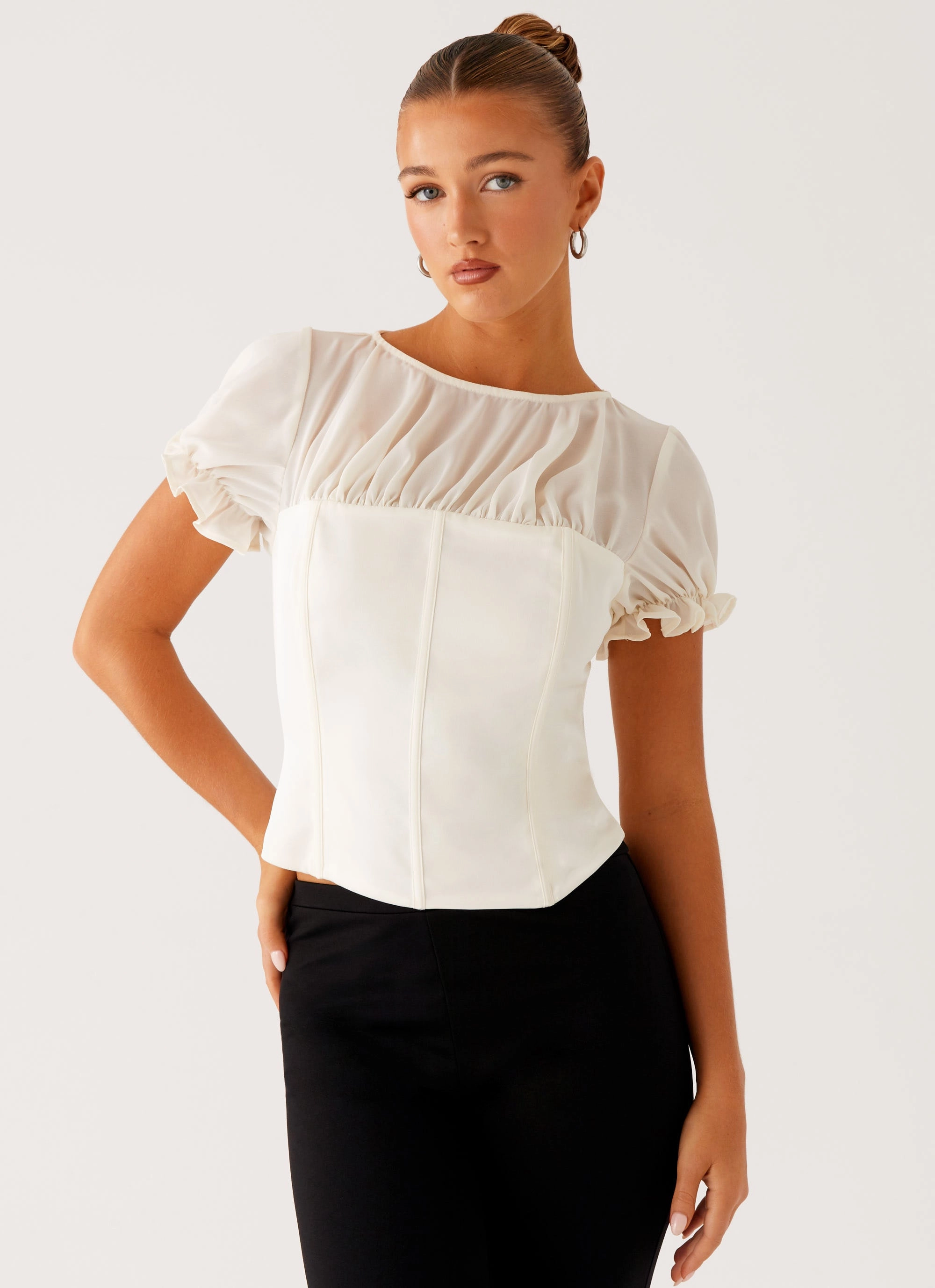 Avalee Top - Ivory Ventilated Side Panels Snag Proof Weave