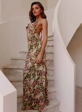 Austeja Maxi Dress - Swirl Leo Office Mood Silky Surface