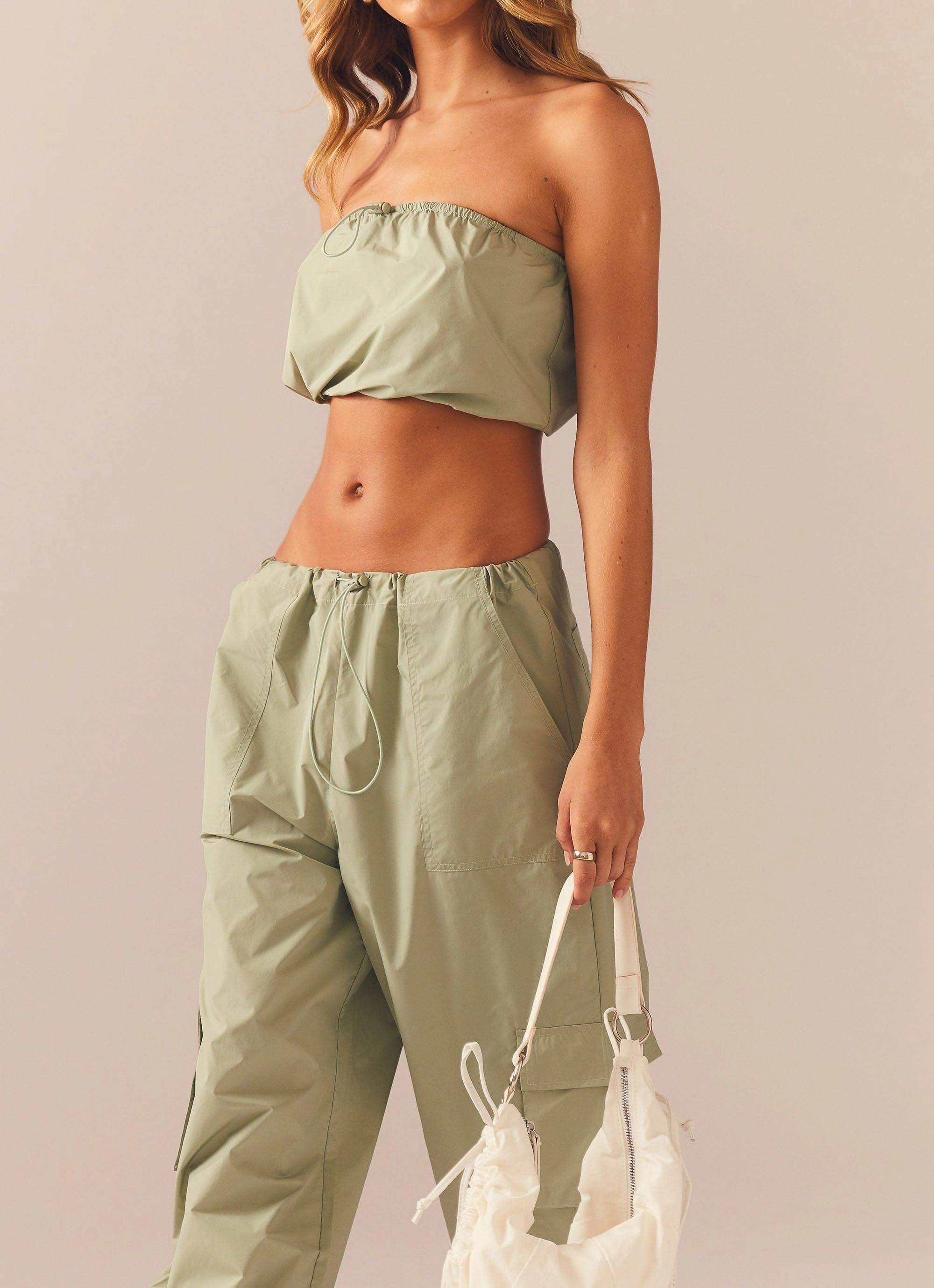 VentedBack Acid House Drawstring Top - Fern