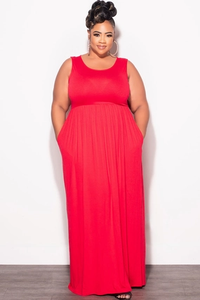 NonChafingEdges Light Fabric Final Sale Plus Size Sleeveless Maxi Dress in Red