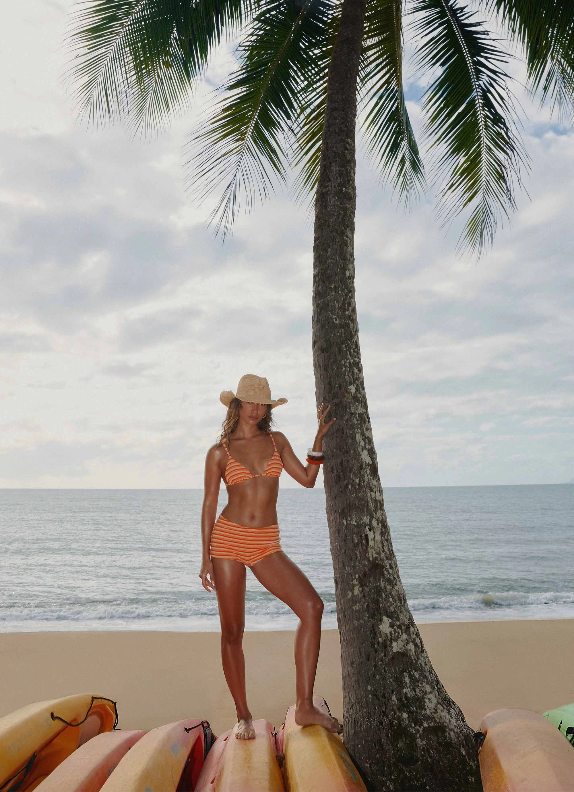 look slipper Calista Bikini Top - Orange Stripe