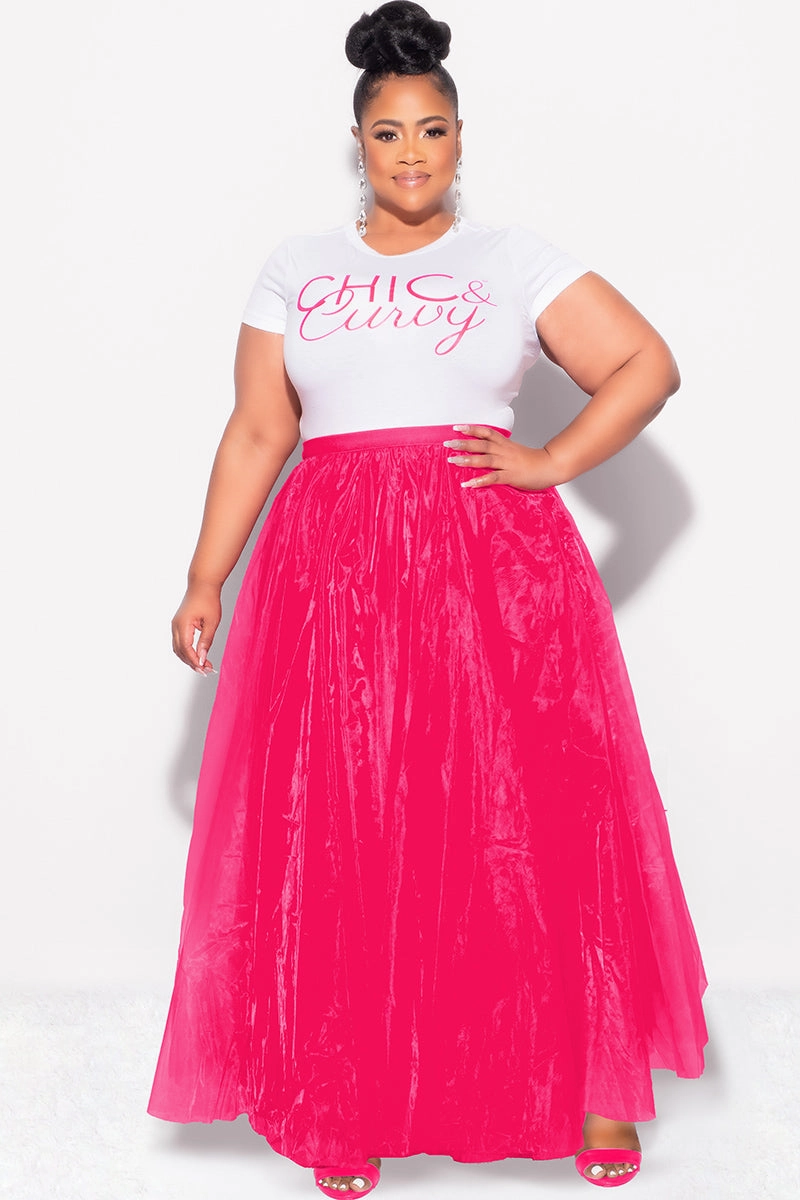Utility Style Final Sale Plus Size Maxi Tulle Tutu Skirt in Fuchsia (SKIRT ONLY)