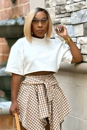 Textured Weave Pattern Brushed Microfiber Surface Chloe Luxury Heavy Knit Crop Top