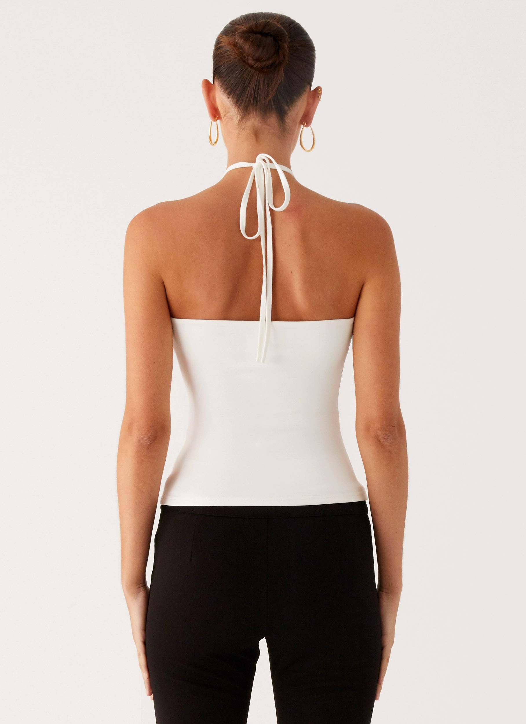 Good Thing Halter Top - White MoistureControl RollUpCuff