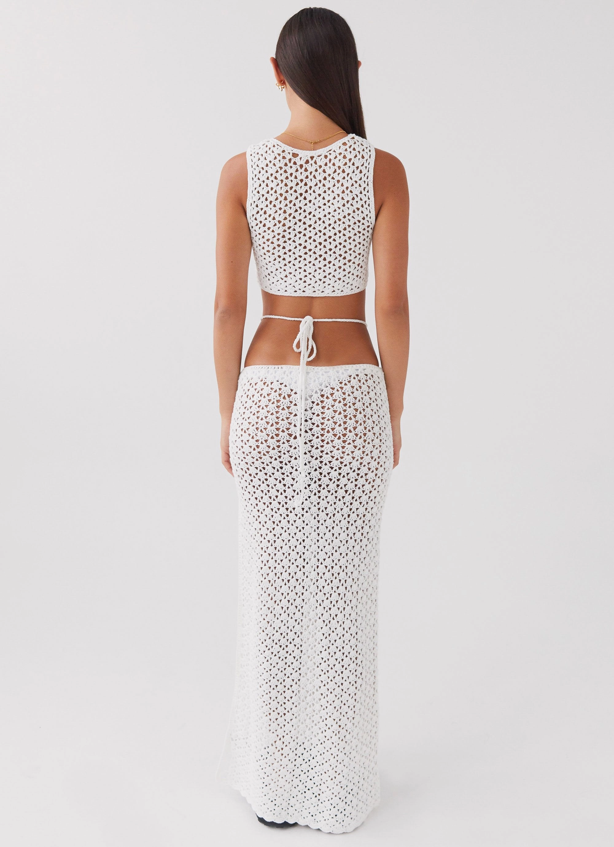 Mabel Bay Crochet Maxi Skirt - White Windproof Insulated Coat