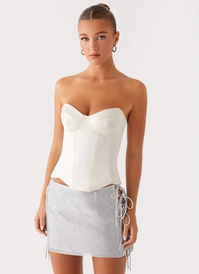 Water Repellent Coating Radar Satin Corset - Ivory
