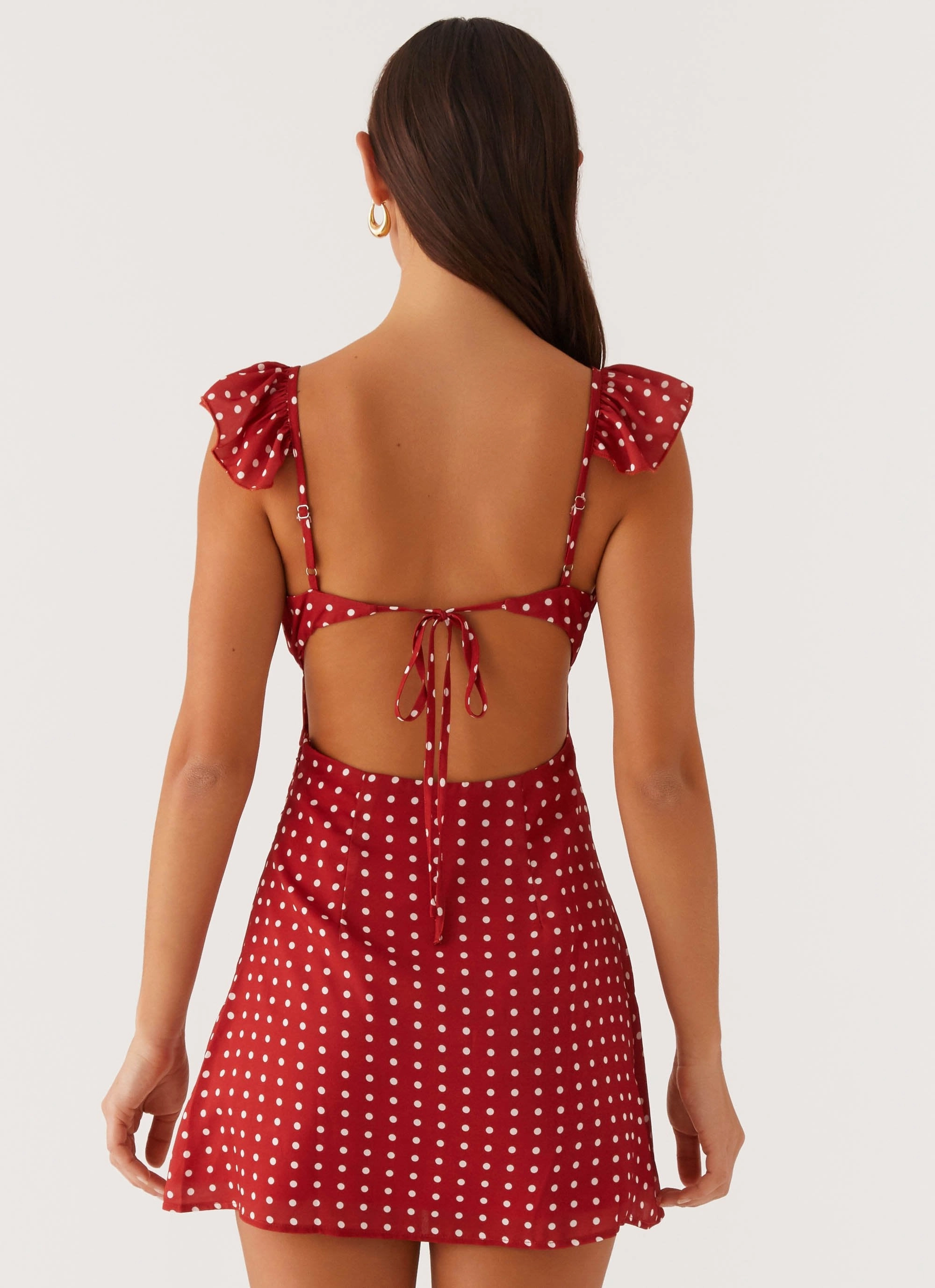 Light Rhythm Adrina Ruffle Mini Dress - Red Polka Dot