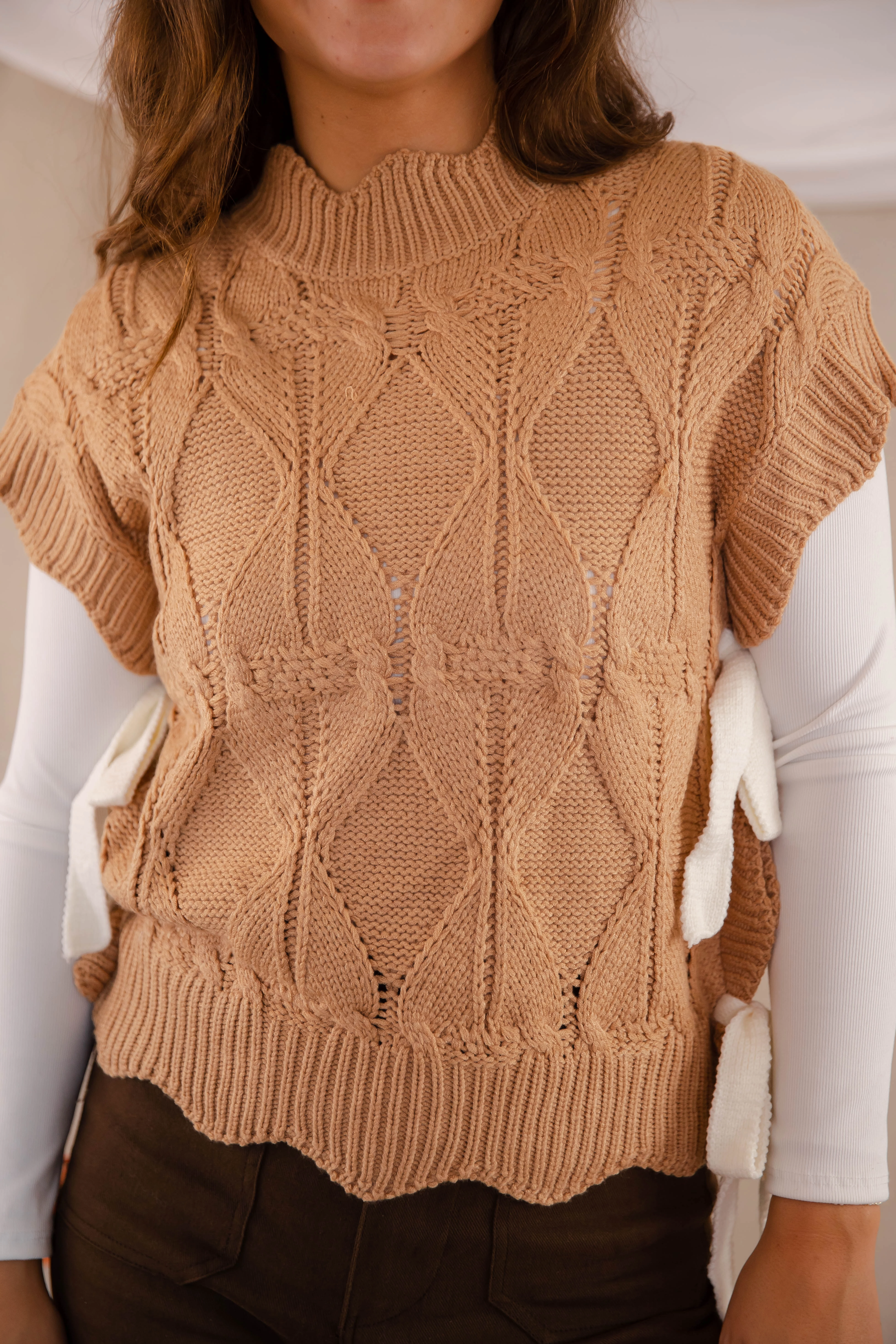 RESTOCK: Please and Thank You Sweater Vest-Mocha WideNeckOpening