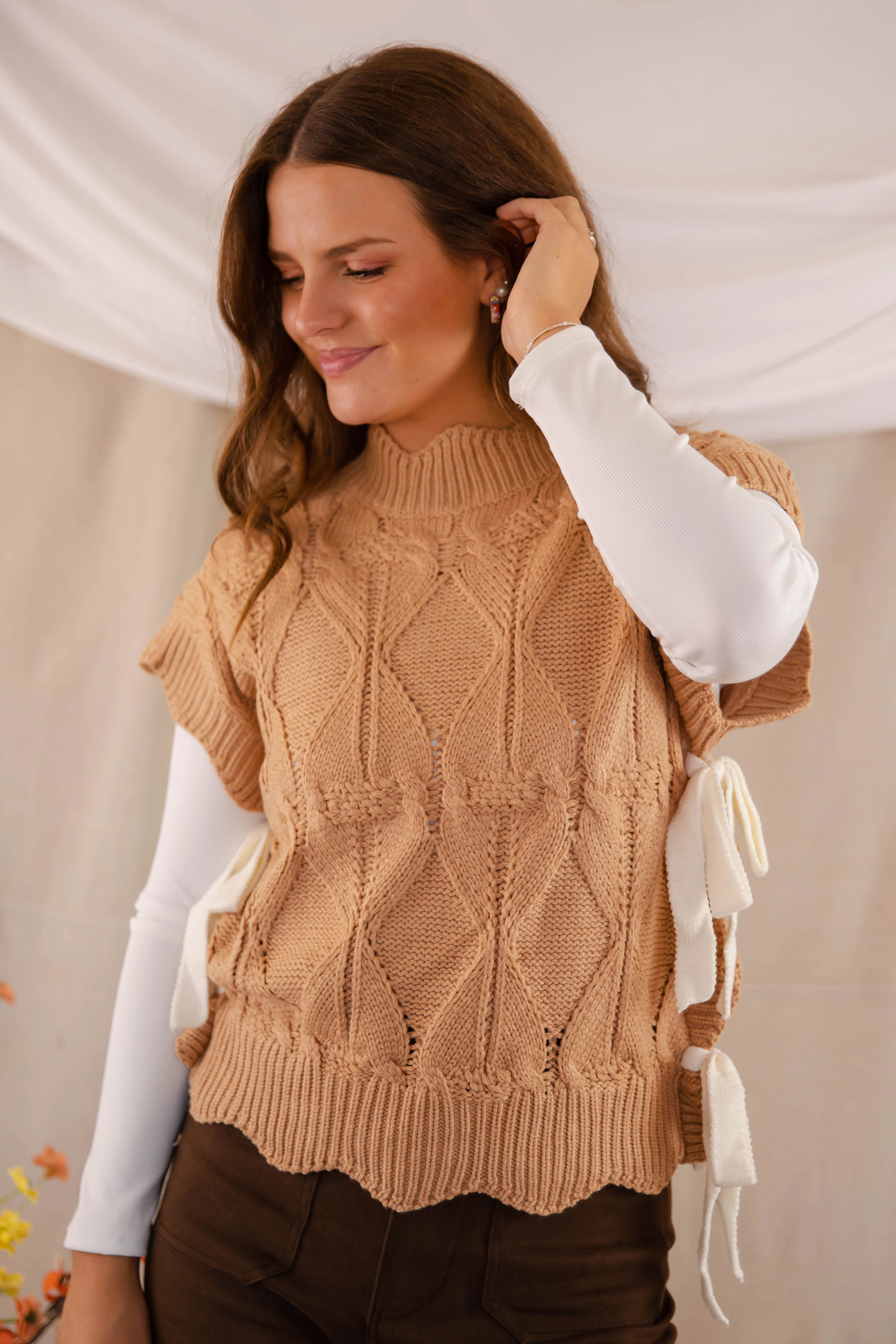 Compact Stitching RESTOCK: Please and Thank You Sweater Vest-Mocha