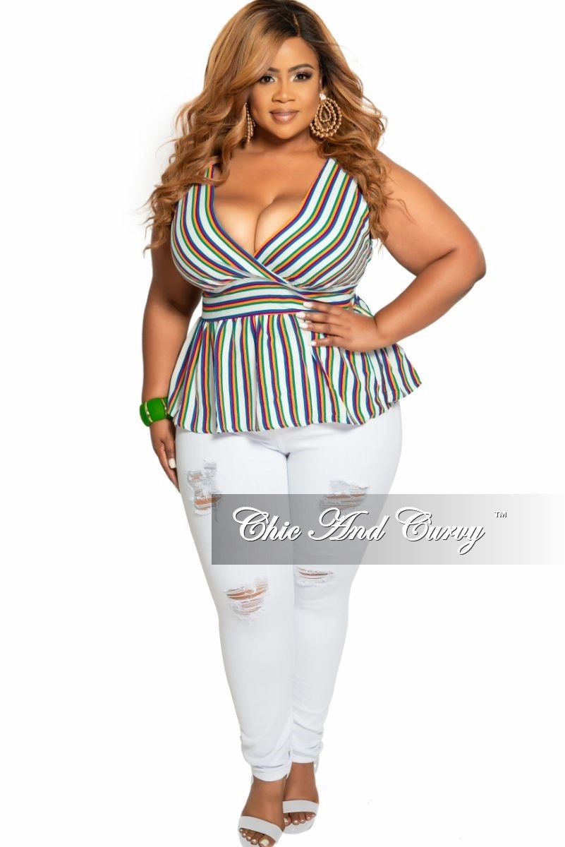 Final Sale Plus Size Distressed Jeans in White StretchFabric Stretch Comfort