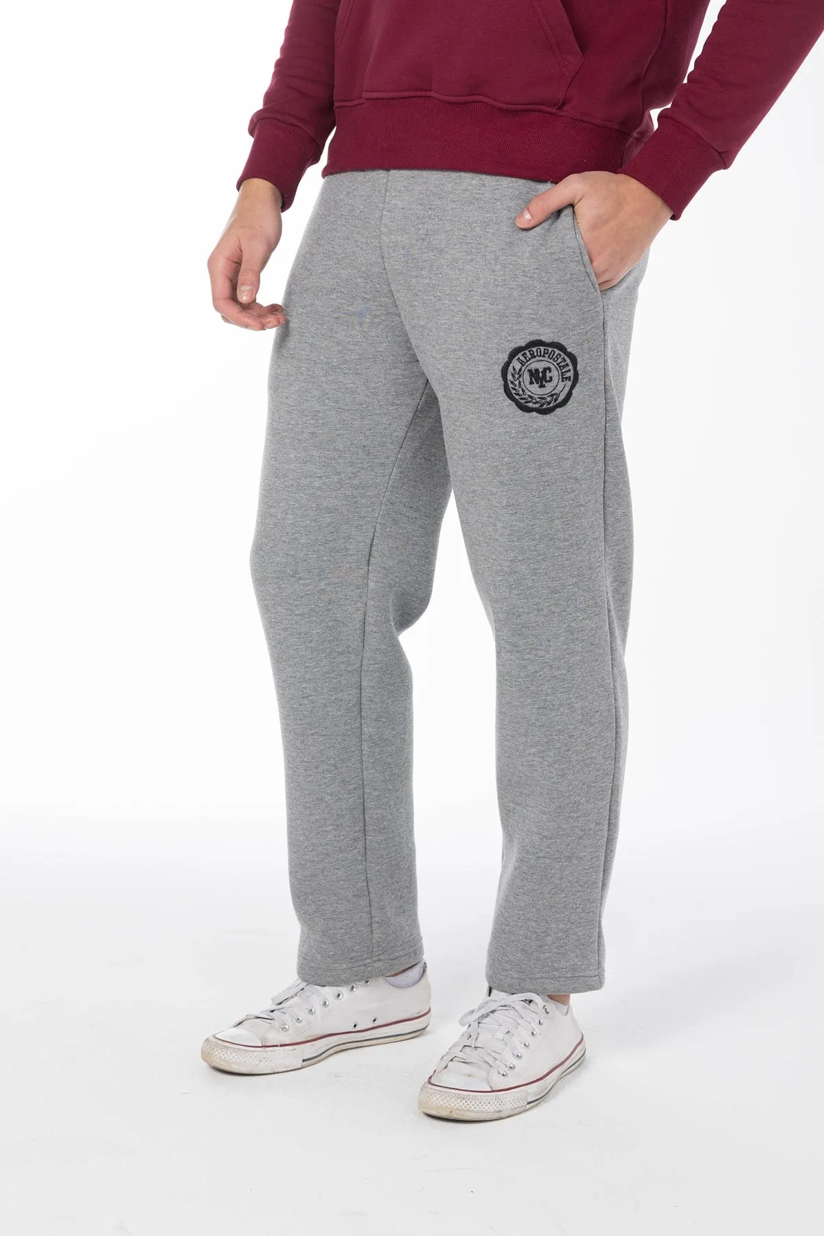 AEROPOSTALE NY SHIELD JOGGER SWEATPANTS-MEDGREY