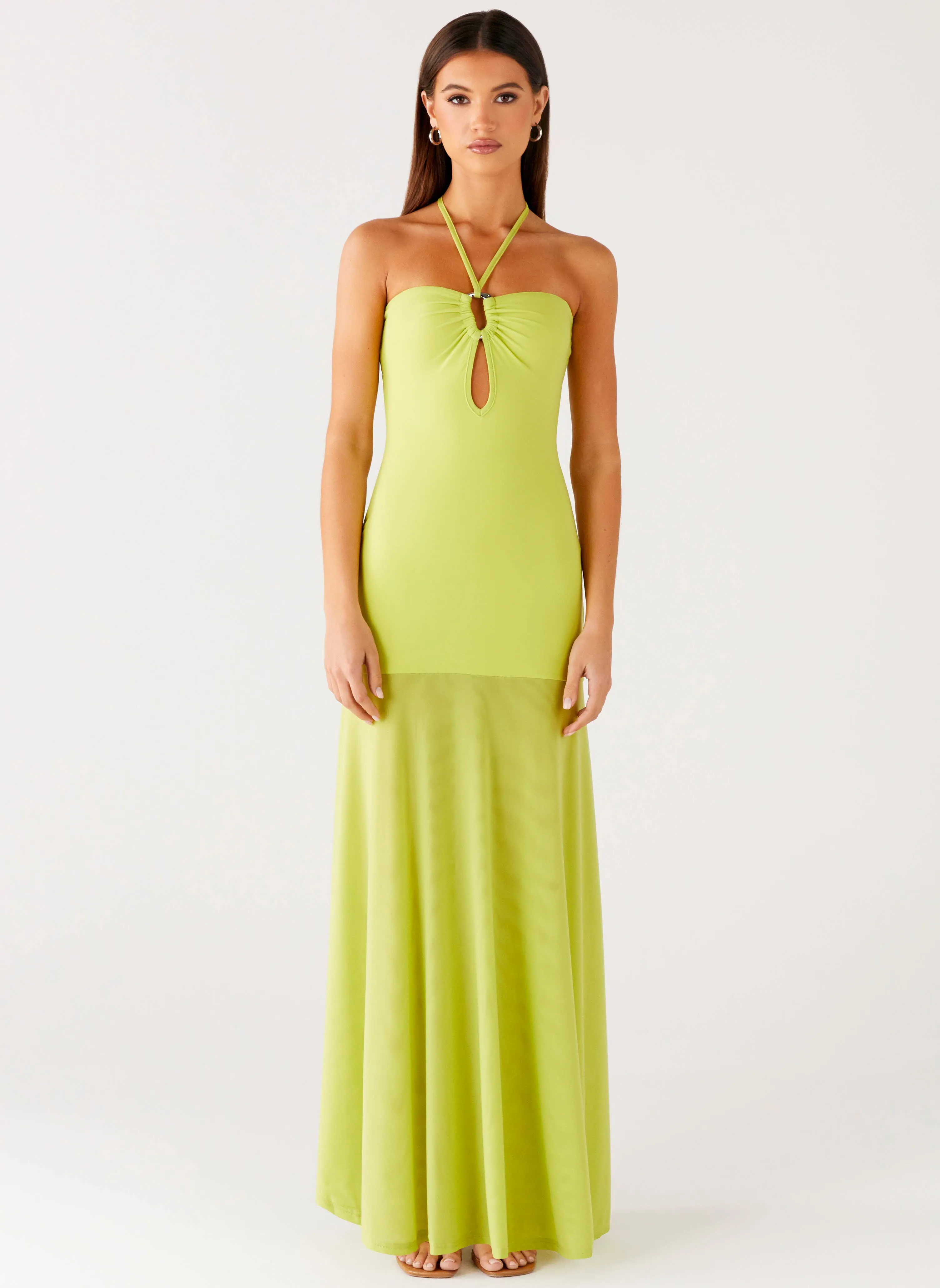Simple Texture Claria Maxi Dress - Lime