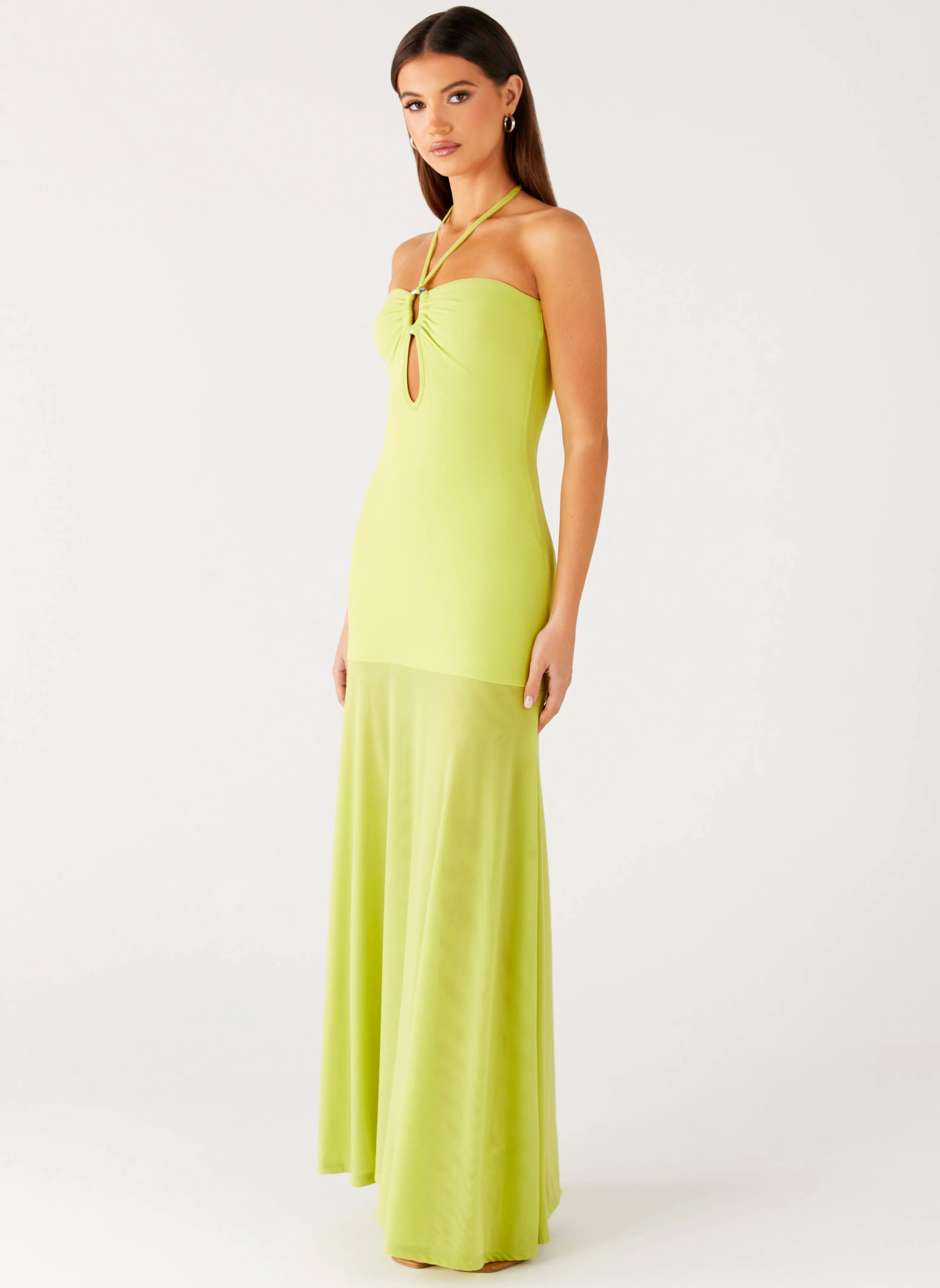 Claria Maxi Dress - Lime Bow Soft Flexible Fit