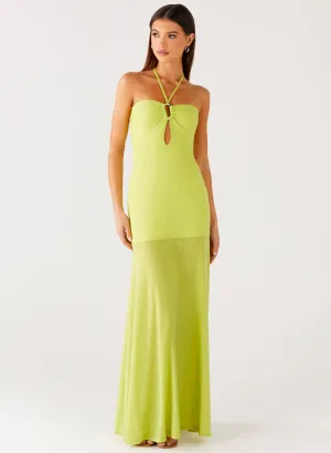 Claria Maxi Dress - Lime Soft Weave