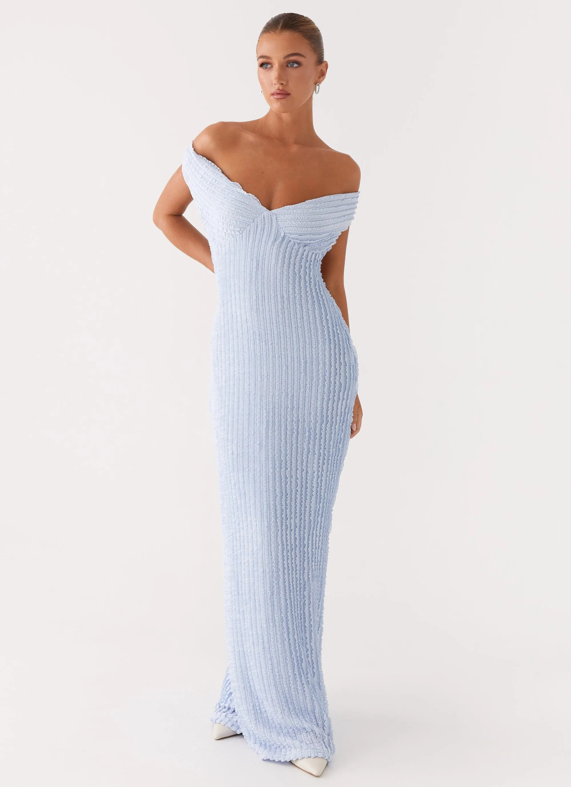 Chantelle Maxi Dress - Blue Lounge Style Minimalist fit-and-flare