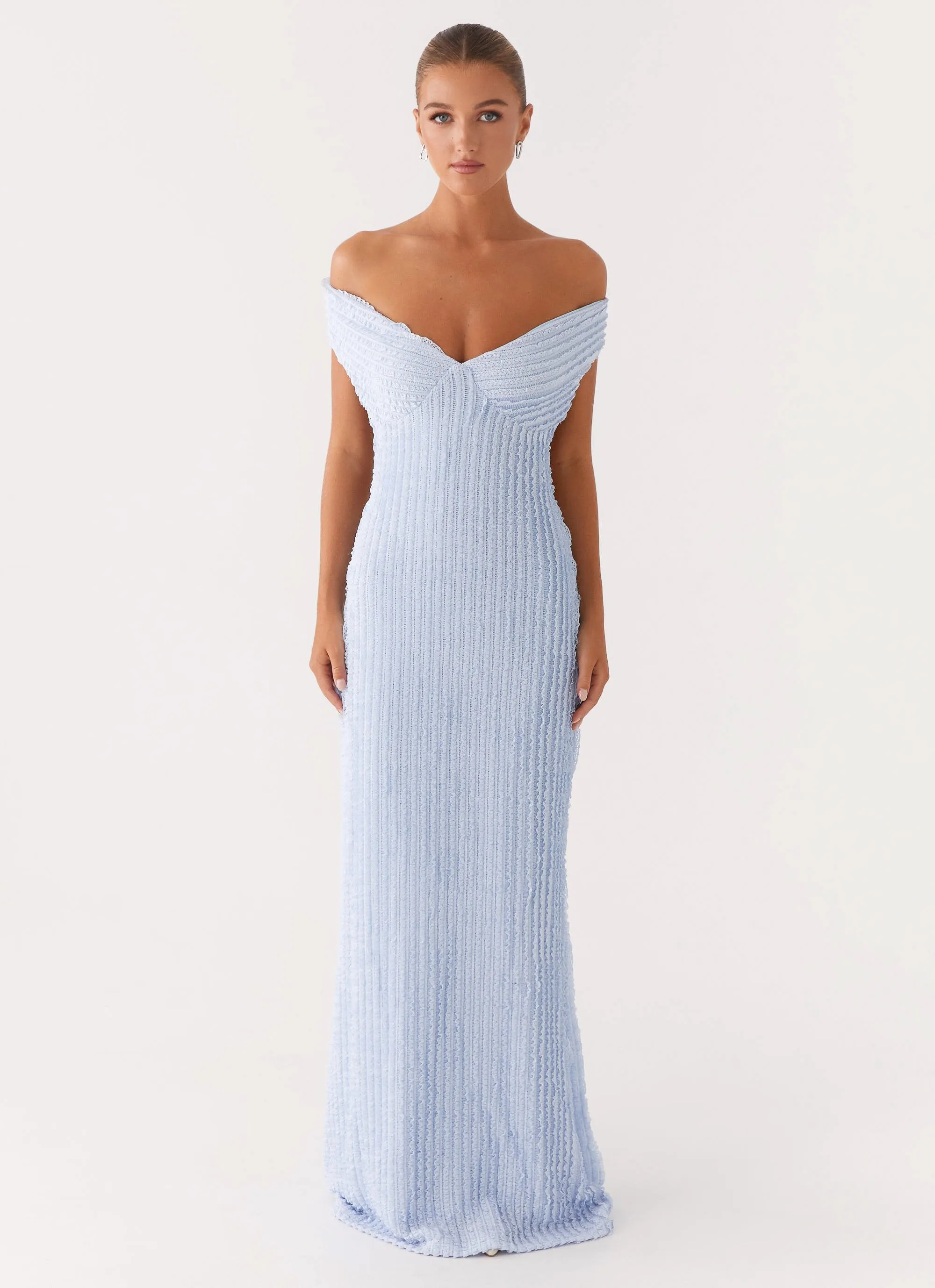 Chantelle Maxi Dress - Blue Leg-Lengthening Compact Fit