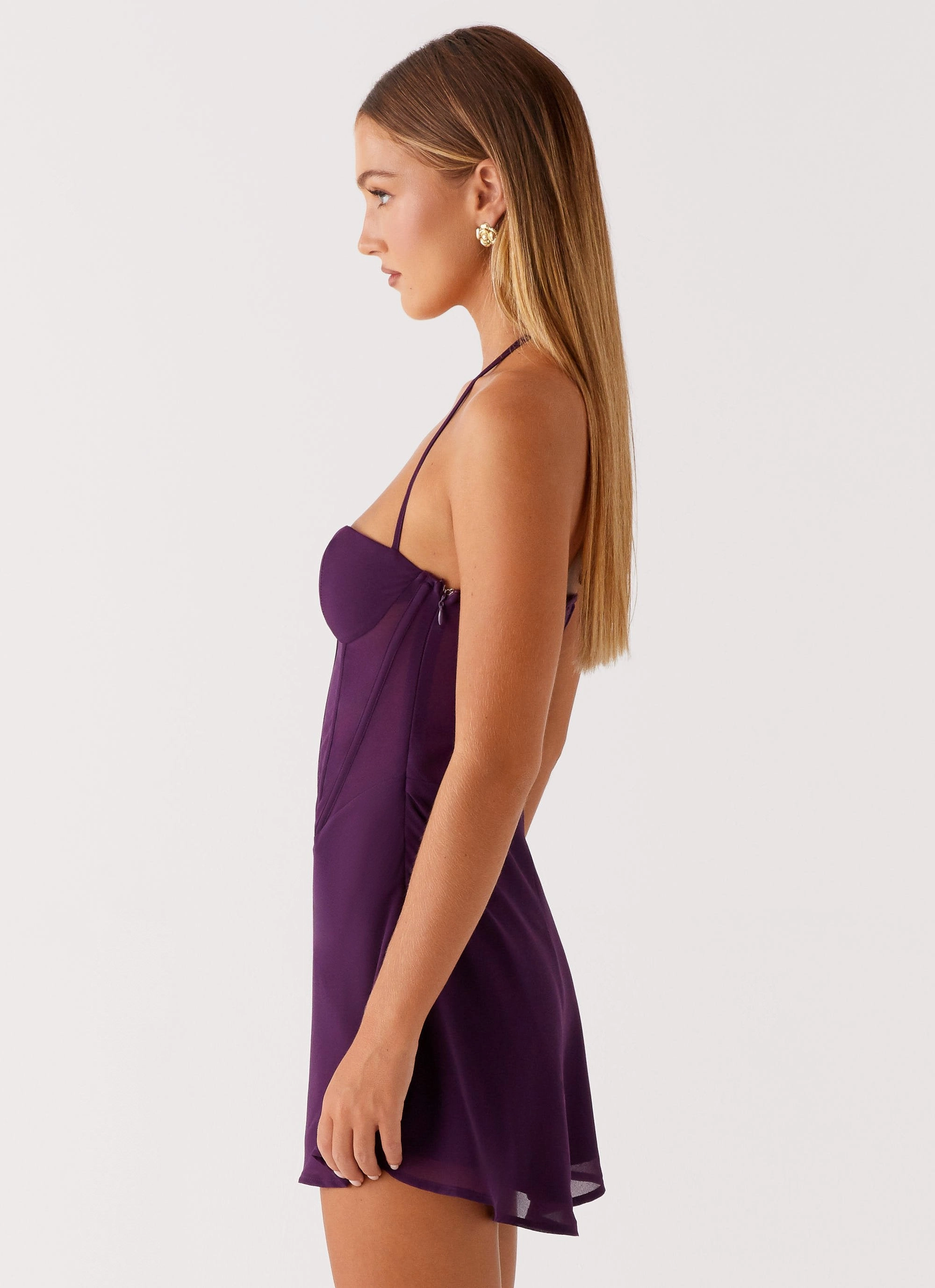 Polished Mood Gabrietta Mini Dress - Plum
