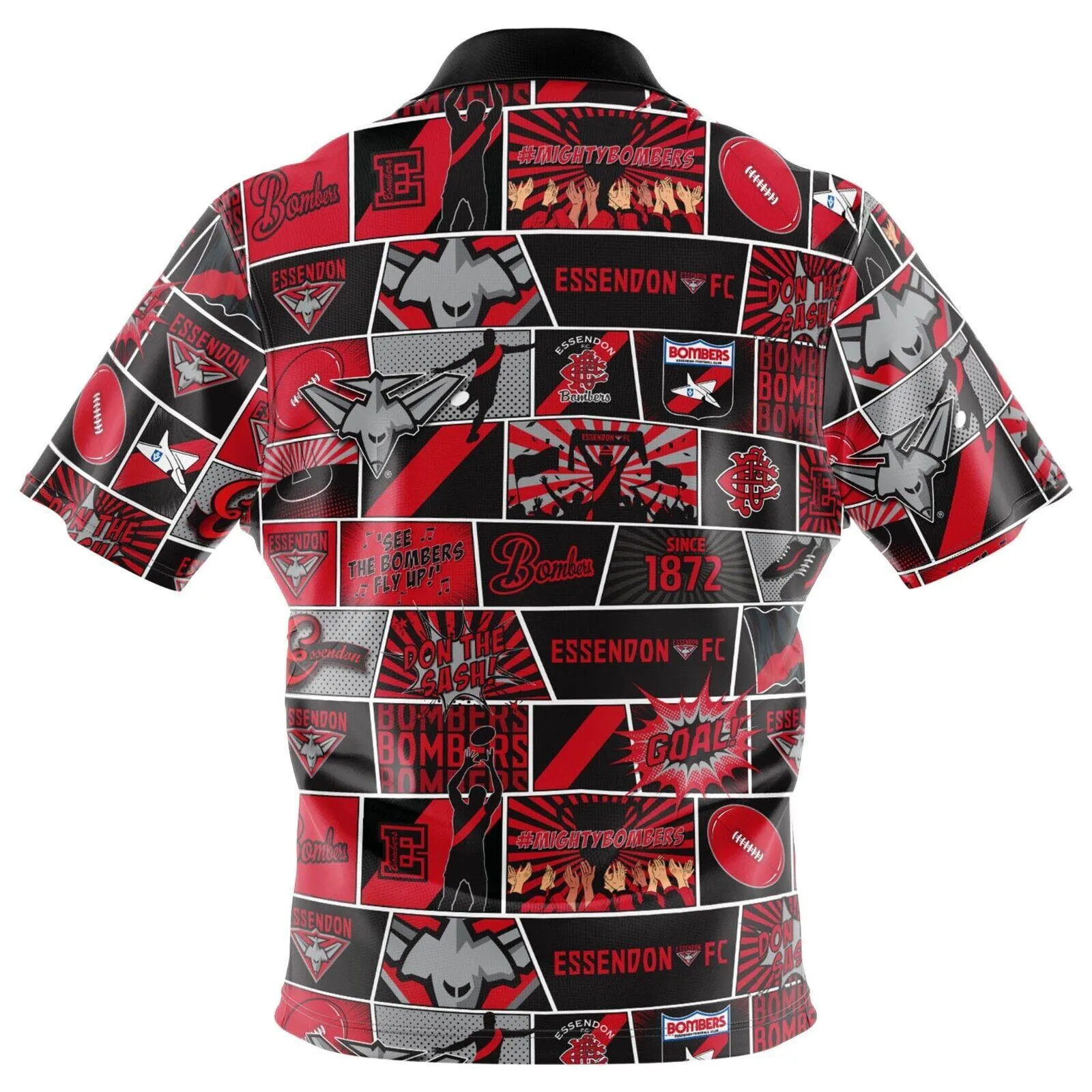AFL Fanatics Button Up Polo Shirt - Essendon Bombers - Aussie Rules